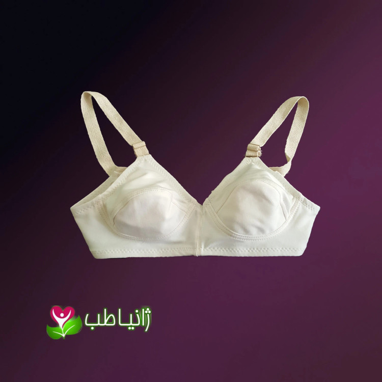 سوتین زنانه ژانیاطب صدرصد نخی ضد حساسیت و ضد قارچ رنگ طبیعی پنبه